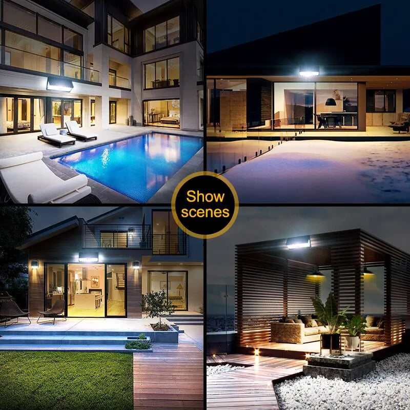 190 LED Solar Wall Light Outdoor – IP65 Waterproof Motion Sensor, 4 Modes for Garden Yard Pathway Door