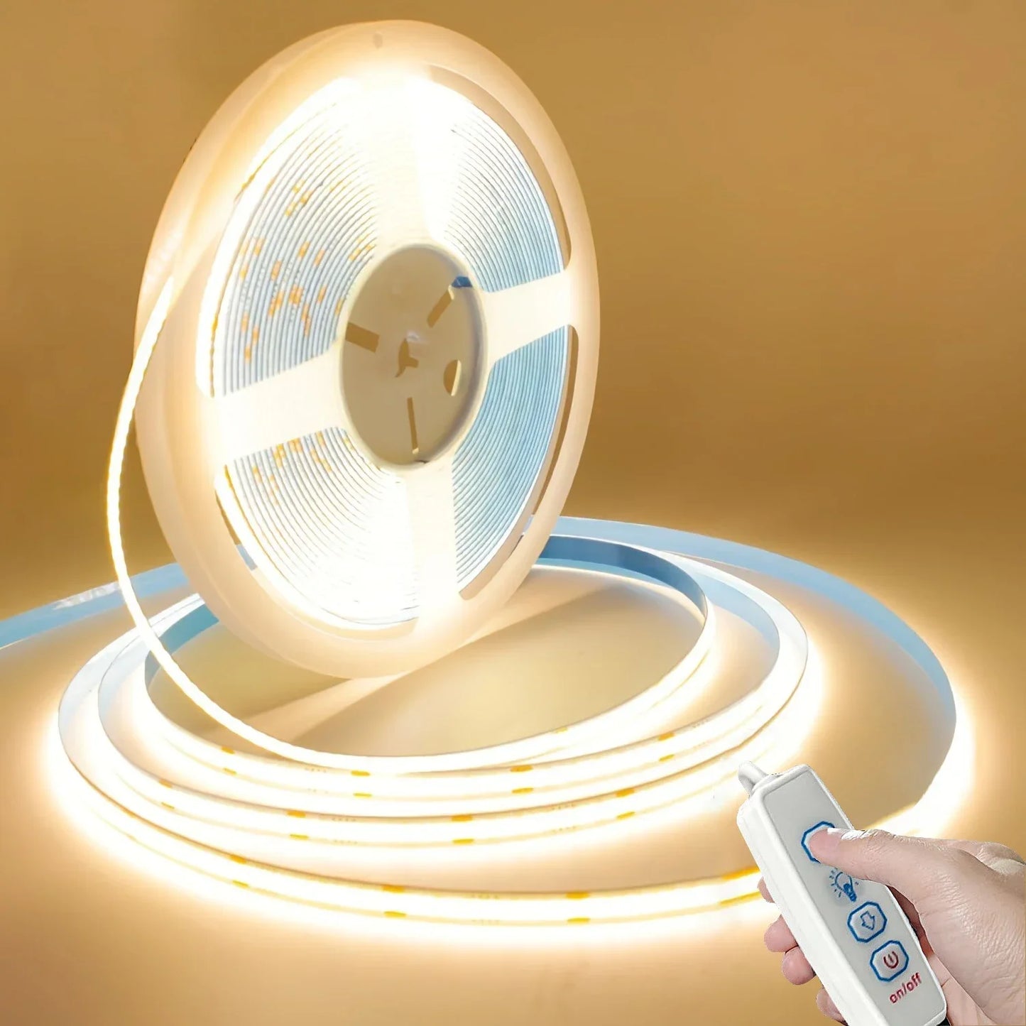 USB 5V COB LED Strip Light, Dimmable, 320 LEDs/m (≈98 LEDs/ft), Self-Adhesive Flexible Ribbon for Kitchen Cabinet Mirror Bedroom