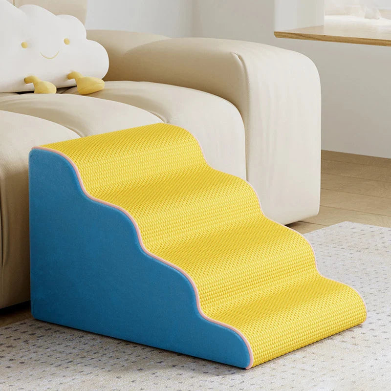 3/4-Step Pet Stairs Memory Foam Ramp for Small Dogs & Cats - Removable Washable Cover, Non-Slip Sofa Ramp