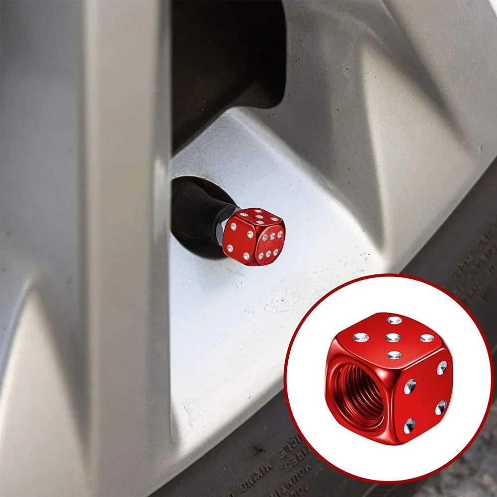2/8-Pack Aluminum Dice Tire Valve Caps, Universal Wheel Stem Air Valve Covers for Car Truck Motorcycle Bike