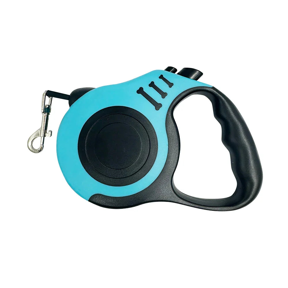 Retractable Dog Leash 3m/5m (9.8ft/16.4ft) Nylon Rope with Quick-Release ABS Case and Paw Print Keychain