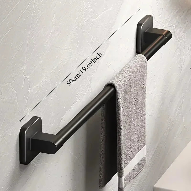 No-Drill Wall-Mounted Towel Rack – Adhesive Aluminum Towel Bar for Bathroom & Kitchen, 50–60 cm (19.7–23.6 in)
