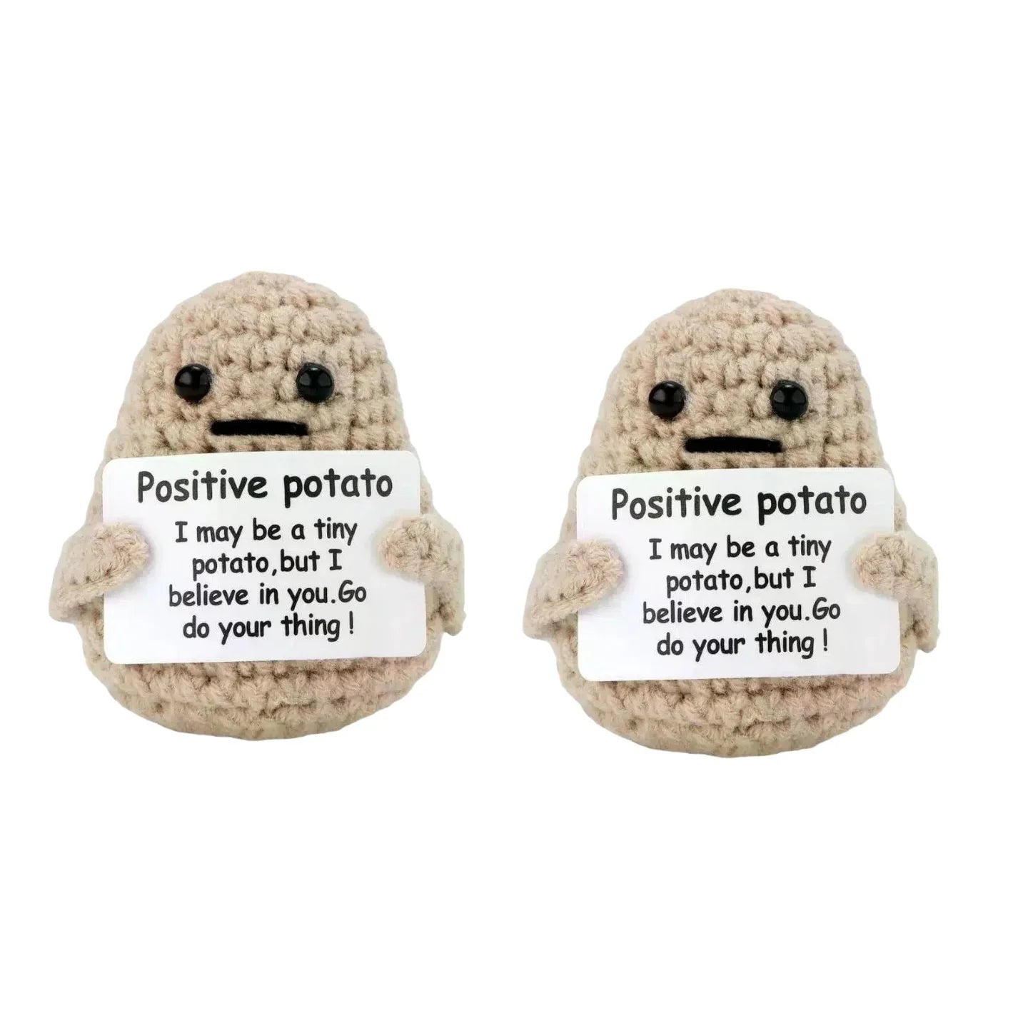 Handmade Mini Crochet Potato Plush Doll – Wool Knit Pocket Hug with Greeting Card, Funny Christmas & Holiday Home Decor Gift