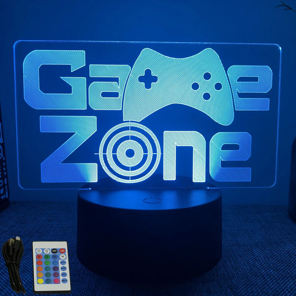 3D LED Neon Gamer Lamp - RGB Acrylic Night Light with Remote & Touch for Kids & Gaming Room
