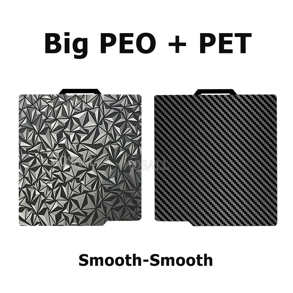 3D Printer Build Plate 257 x 257 mm (10.12 in) Double-Sided Spring Steel — PEI Smooth & Textured, Holographic Options