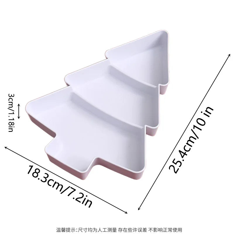 Christmas Tree Snack Plate - Food-Grade Plastic Candy, Nuts & Dry Fruit Tray (26 x 18.5 cm / 10.2 x 7.3 in)