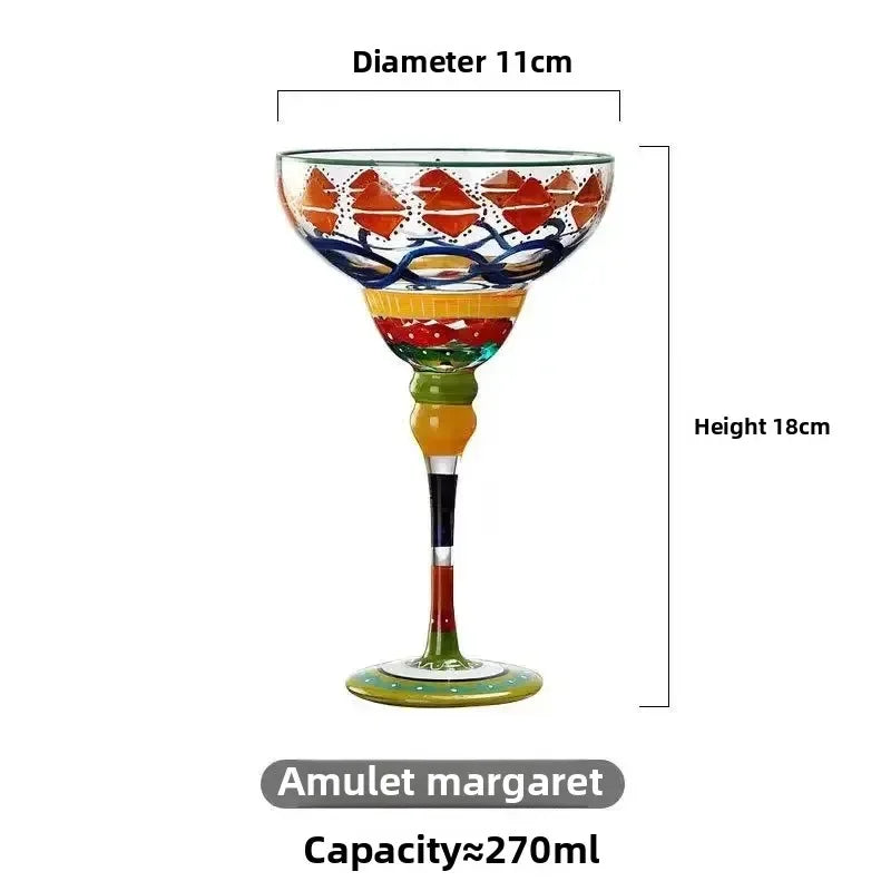 Handmade Colorful Margarita and Champagne Cocktail Glasses Set, Creative Glassware for Home Bar, Weddings and Parties
