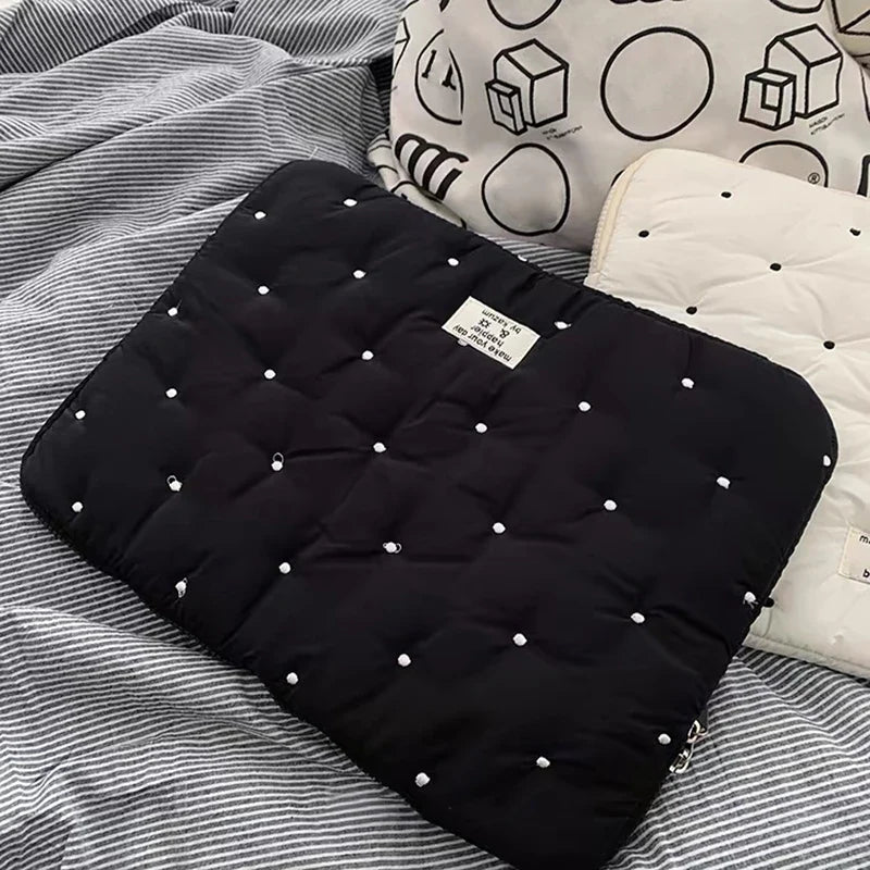 Puffy Quilted Laptop Sleeve for Women — 13–14 in (34–36 cm), 15–16 in (38–41 cm) & 9–11 in (23–28 cm) Tablet Pouch
