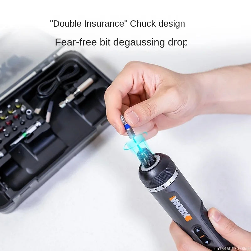 4V Cordless Electric Screwdriver Set USB Rechargeable — Smart Handle, 30-Bit Kit, 8Nm Torque