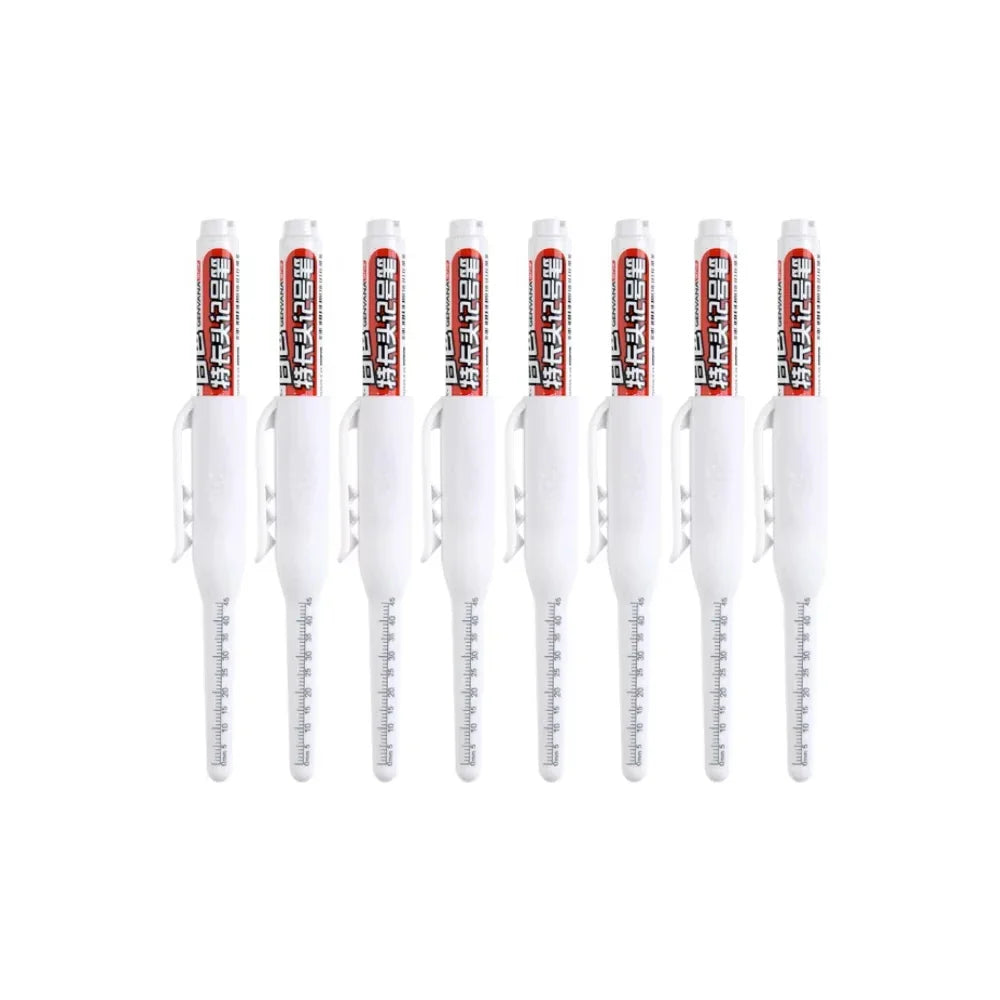 Waterproof Carpenter & Tile Marker Pen 45mm Long Nib — Deep-Hole Woodworking Marker, Black Blue Red (1–6 Pack)