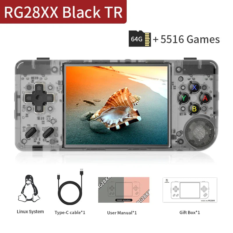 Handheld Retro Game Console 2.83-inch (72 mm) IPS Screen Linux 64GB TF 3100mAh Battery HDMI Output 5000+ Built-in Games