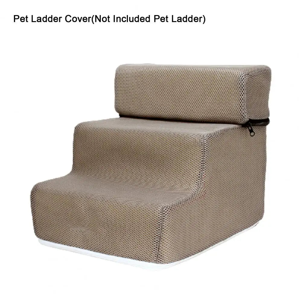 Detachable 3-Step Pet Stair Cover - Anti-Slip Faux Leather & Mesh Ramp Case, 11.8 x 11.8 x 13.8 in / 30 x 30 x 35 cm