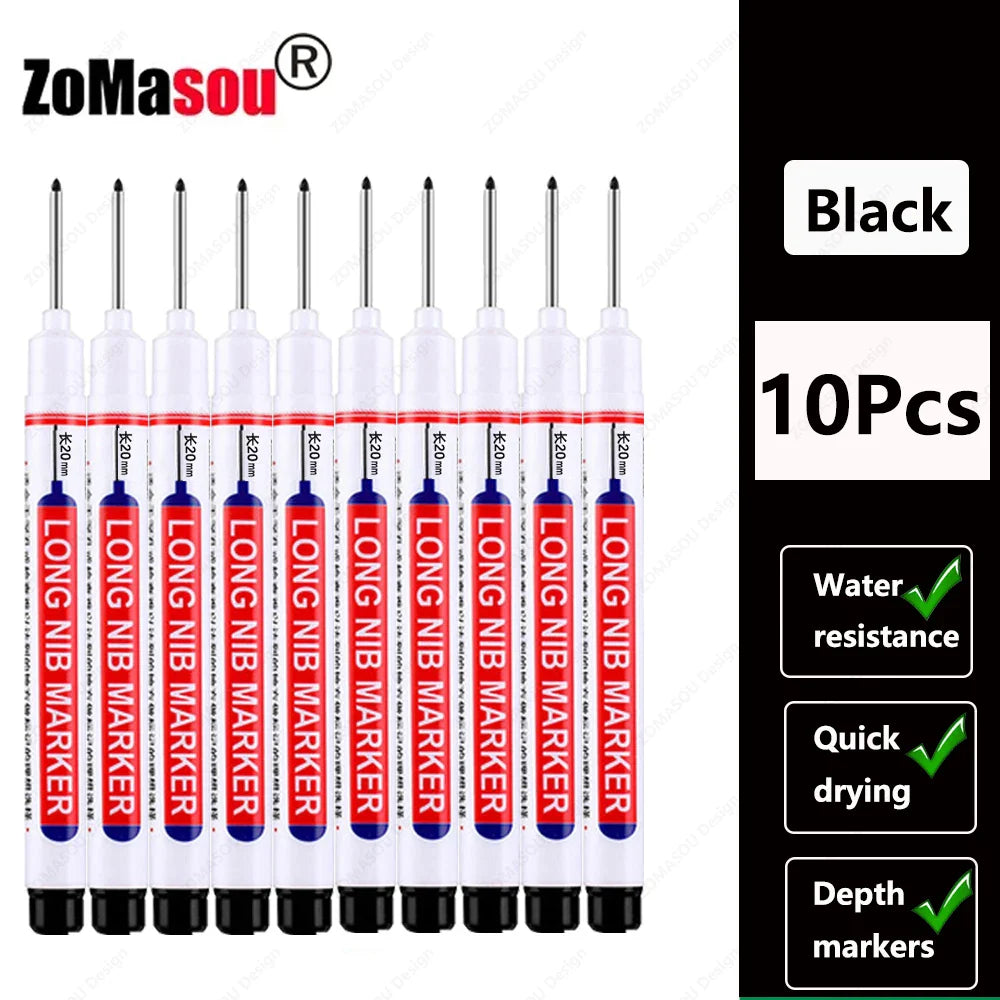 20mm Long-Head Deep Hole Marker Pens - Waterproof Fast-Dry Oil Markers for Wood, Metal & Glass (Red/Black/Blue/Green)