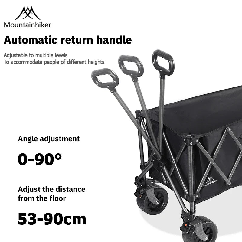 240L (63.4 gal) Camping Handcart Wagon – 900D Oxford Fabric & Iron Frame, Foldable Utility Cart, 2 Colors