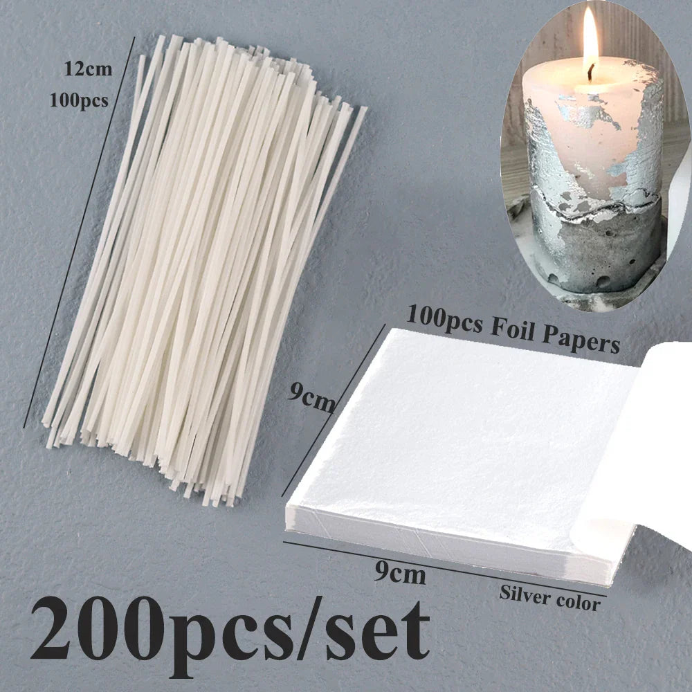 Pre-Waxed Cotton-Core Candle Wicks with Metal Sustainer Tabs, 100-Pack, 1.0–7.9 in (2.6–20 cm) for DIY Candle Making