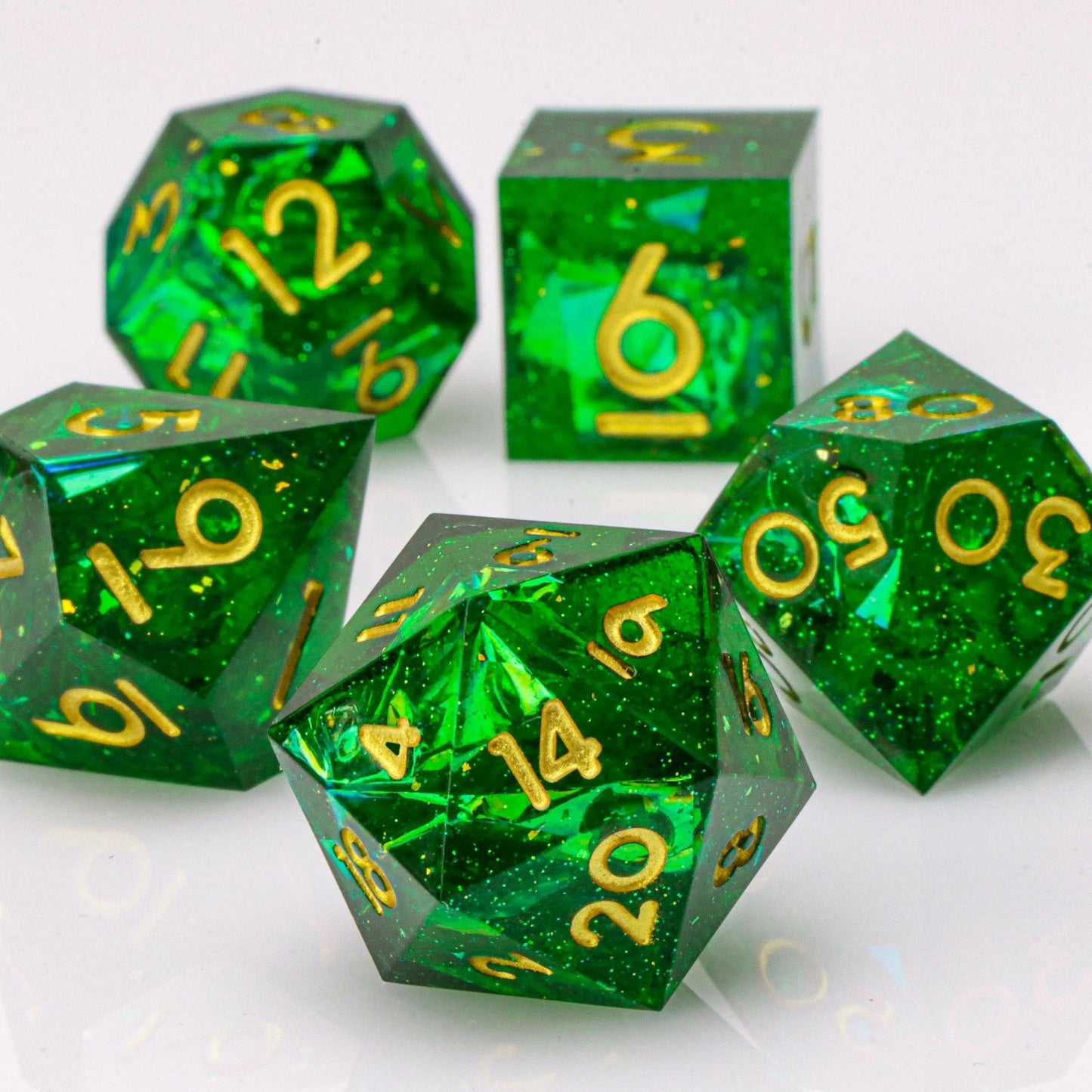 Handmade Resin 7-Piece D20 Polyhedral Dice Set for Dungeons & Dragons & Tabletop RPGs