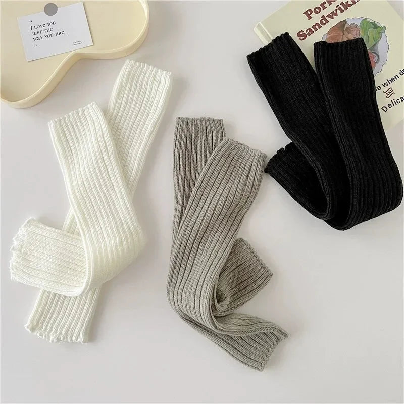 Women's Bare Heel Leg Warmers 40cm (15.7in) Knit Acrylic Boot Cuffs, Japanese Lolita Long Crochet Socks, 1 Pair