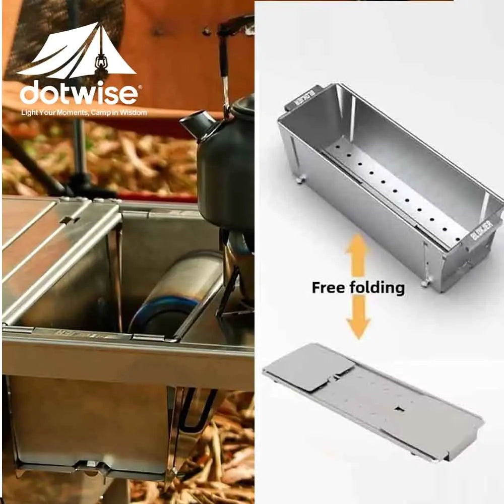 IGT Camping Table 0.5-Unit Foldable Stainless Steel Drawer Storage Box with Drain Basket