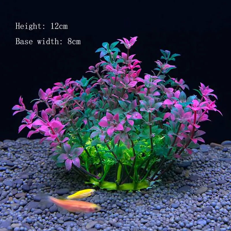 Artificial Aquarium Plants – Plastic Underwater Green Shrubs with Resin Base, Fish Tank Decoration