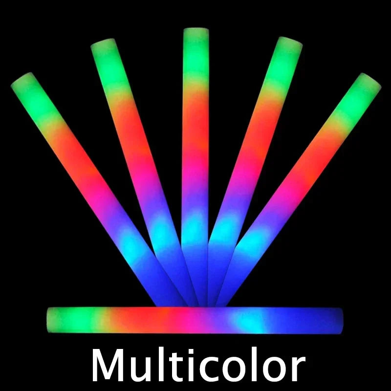 LED Glow Foam Sticks - Pack of 1/10/20/30/50 RGB Light-Up Cheer Tubes for Concerts, Parties & Weddings