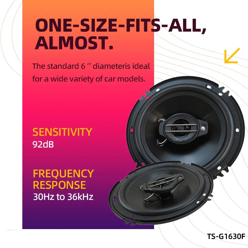 2-Pack 6-Inch (160mm) 3-Way Coaxial Car Speakers 320W Full-Range Hi-Fi for Car and Truck Doors