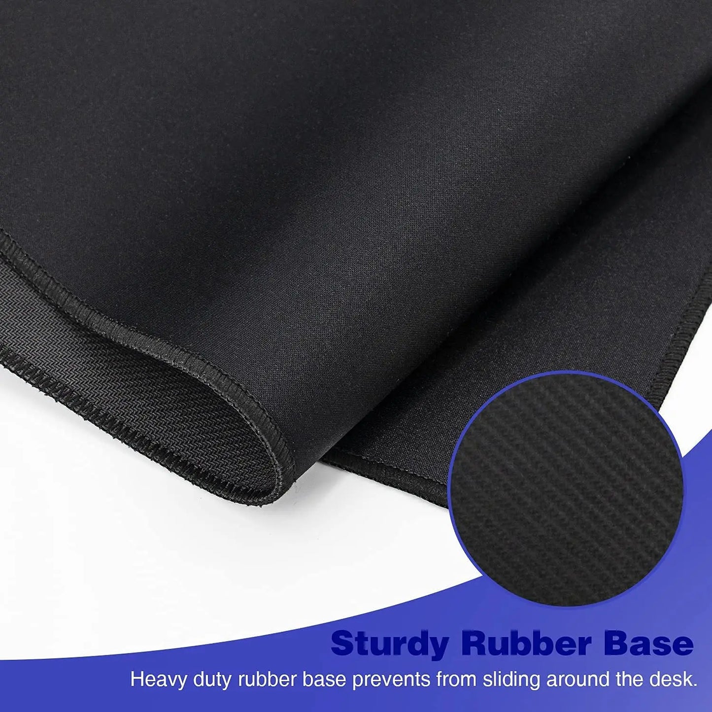 XXL Gaming Mouse Pad - Extended Desk Mat 50 x 100 cm (19.7 x 39.4 in) Black, Non-Slip Stitched Edge