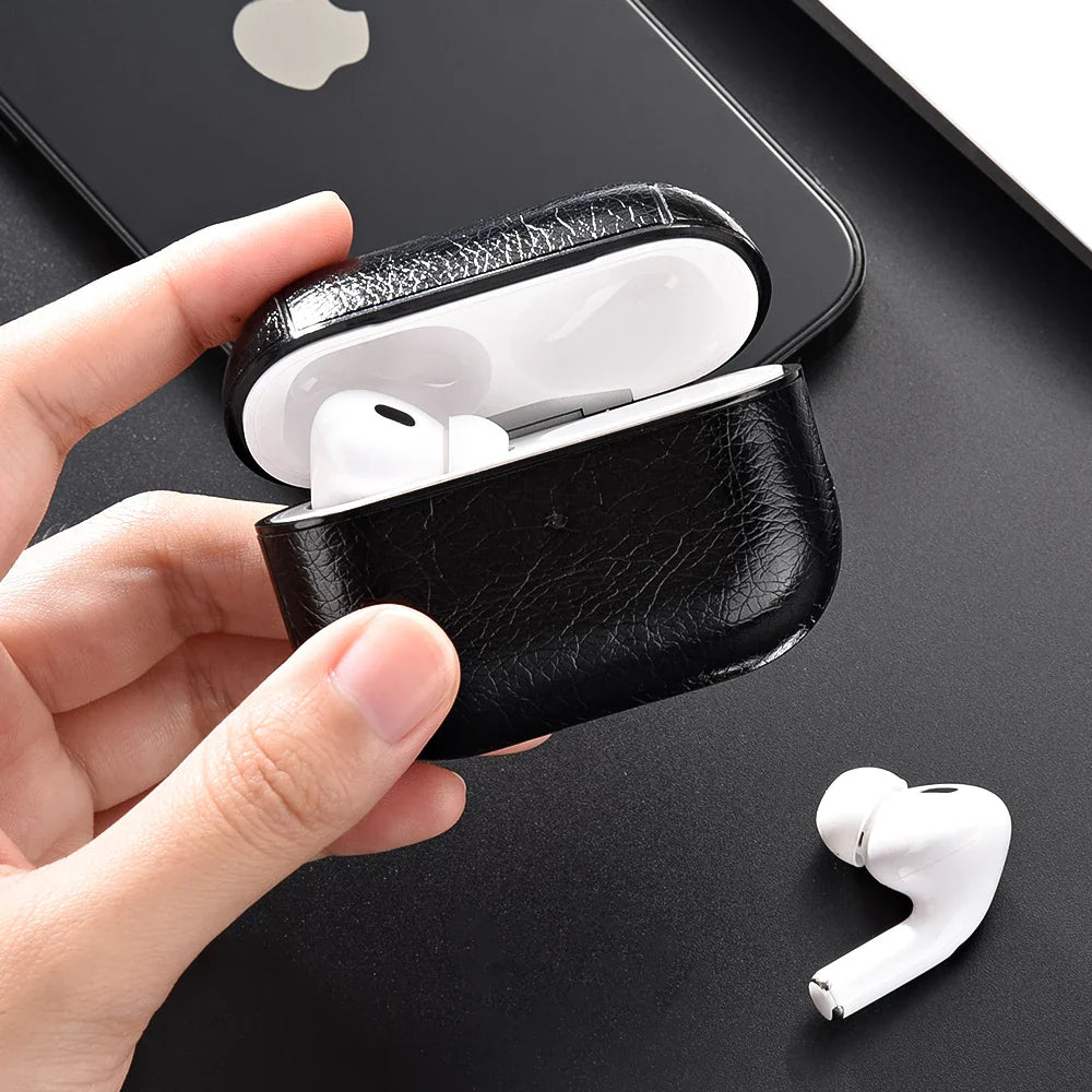 Leather AirPods Case Protective Cover Compatible with AirPods Pro, Pro 2, Pro 3, AirPods 3 & AirPods 4 (USB-C Compatible)