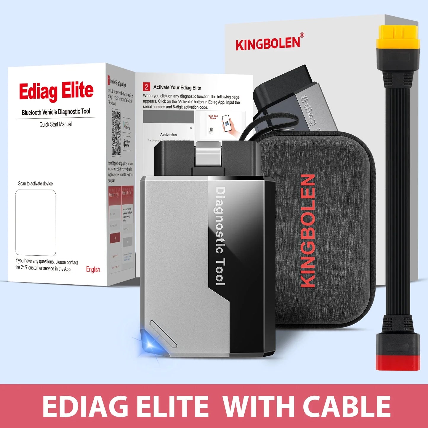 Ediag Elite OBD2 Bluetooth Car Scanner - All-System Code Reader, Bi-Directional Test & 15+ Reset Functions, Lifetime Updates