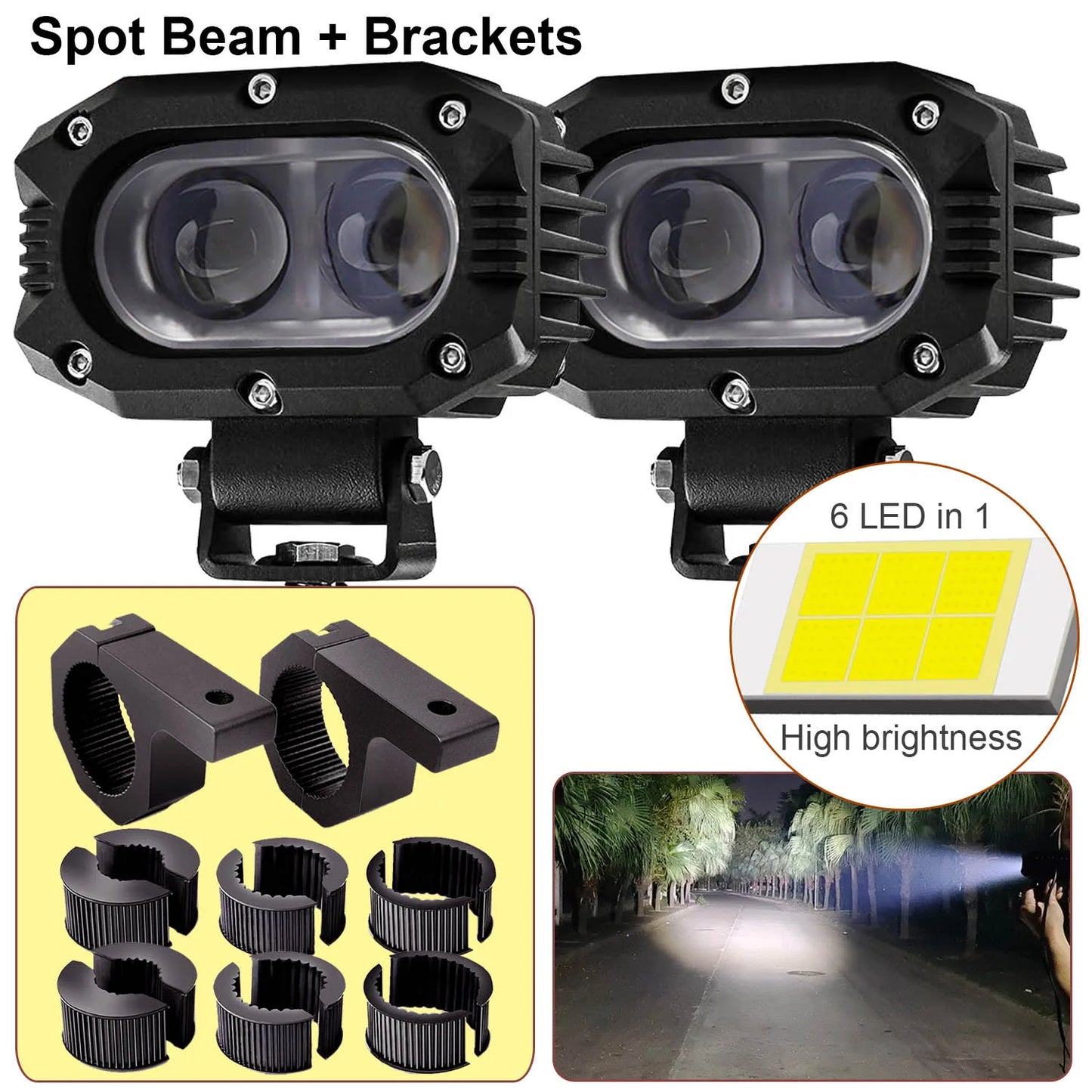 4 in (100 mm) LED Pod Light - Combo Spot + Flood Beam 9-30V Driving Work Fog Light for Car Motorcycle ATV UTV SUV Off-Road 4x4 Boat Truck
