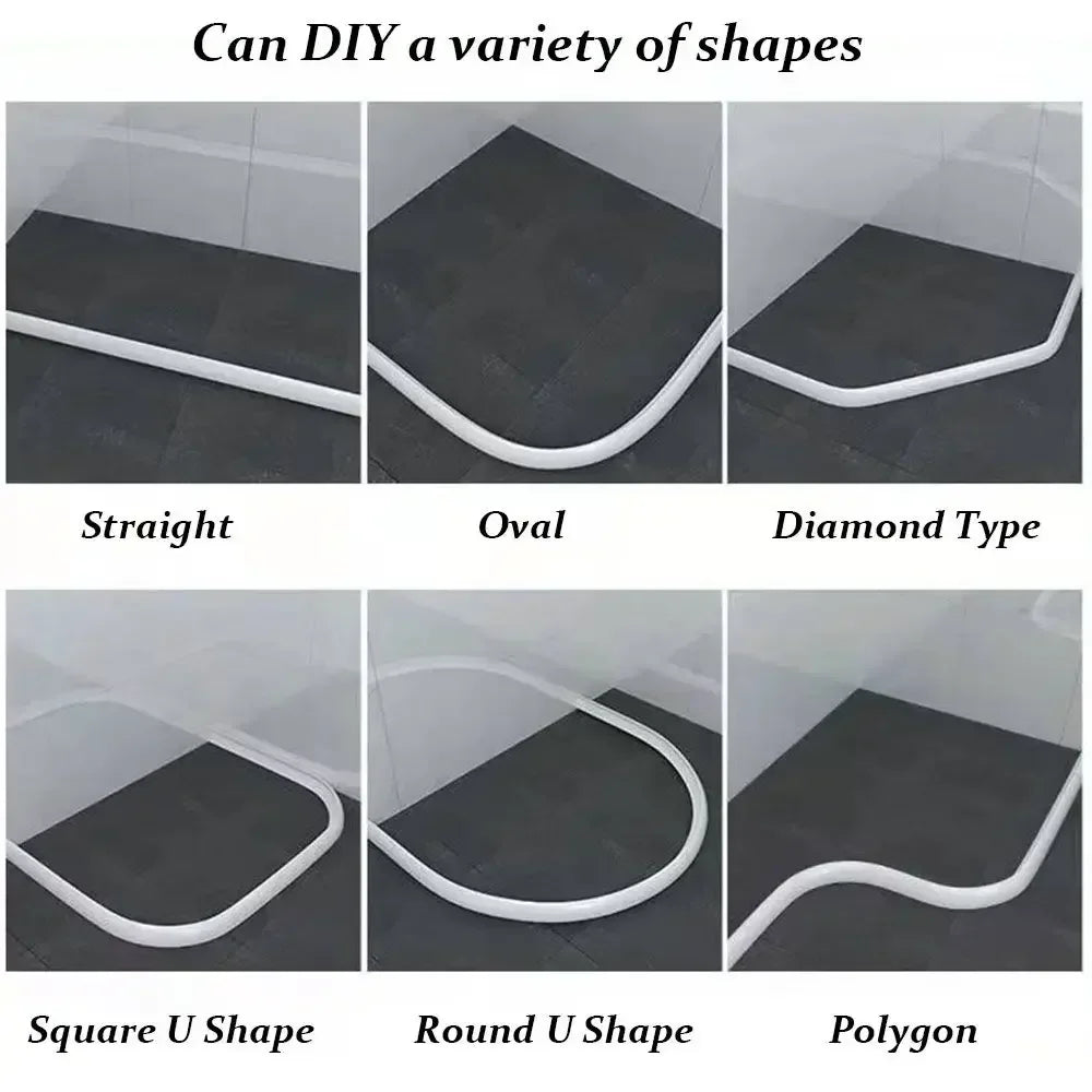 Silicone Shower Water Stopper Strip Self-Adhesive Bendable Floor Seal for Bathroom Door Dry-Wet Separation (50–600 cm / 19.7–236.2 in)