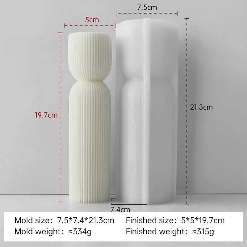 Striped Cylinder Silicone Candle Mold for DIY Pillar, Soy Wax, Plaster & Resin Crafts