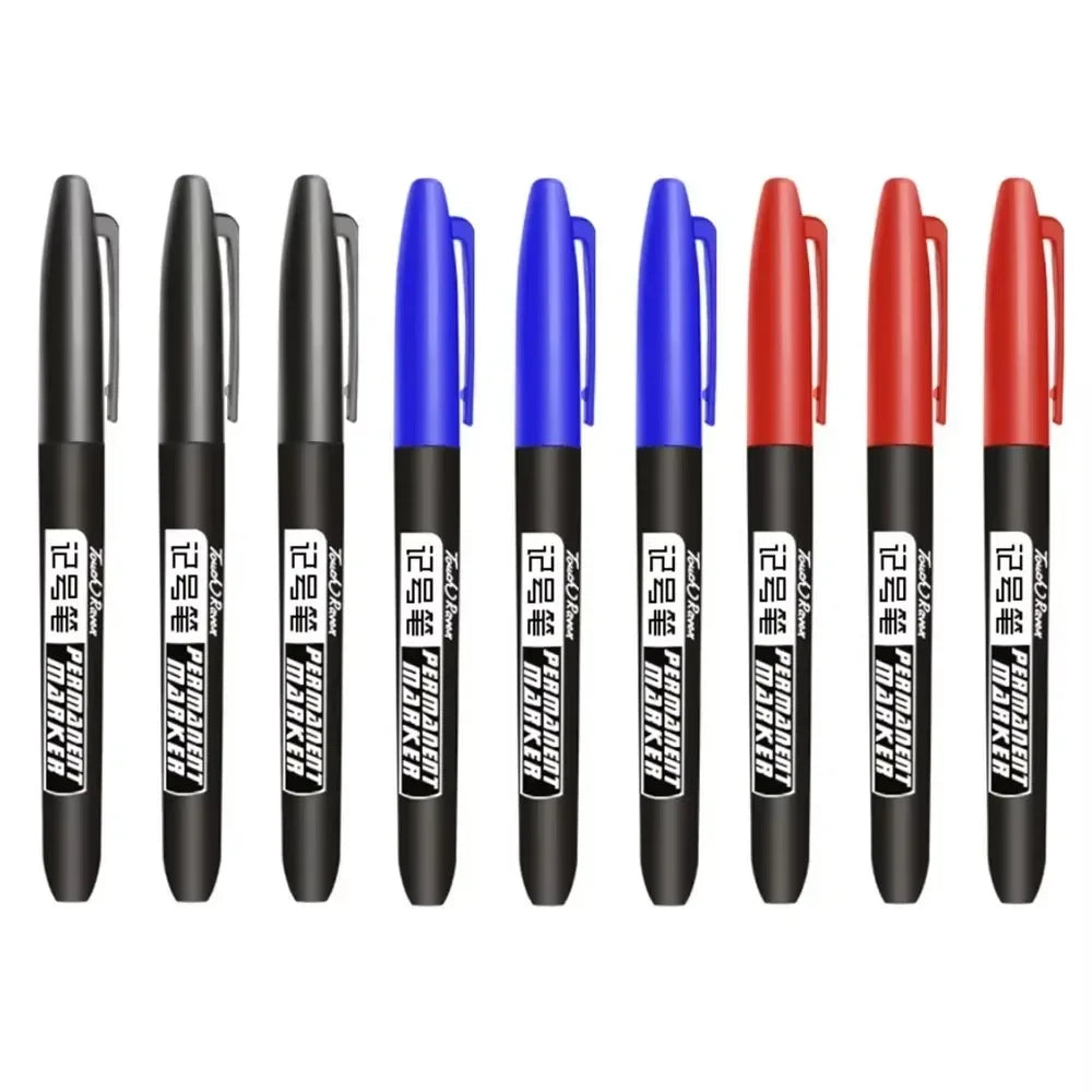 9-Pack Permanent Marker Pens, 1.5mm (0.06in) Fine Point Waterproof Ink — Black Blue Red