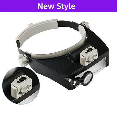 LED Head Magnifier 1.5x–10x Adjustable Headband Magnifying Glass for Watch Repair, Jewelry, Reading & Crafts