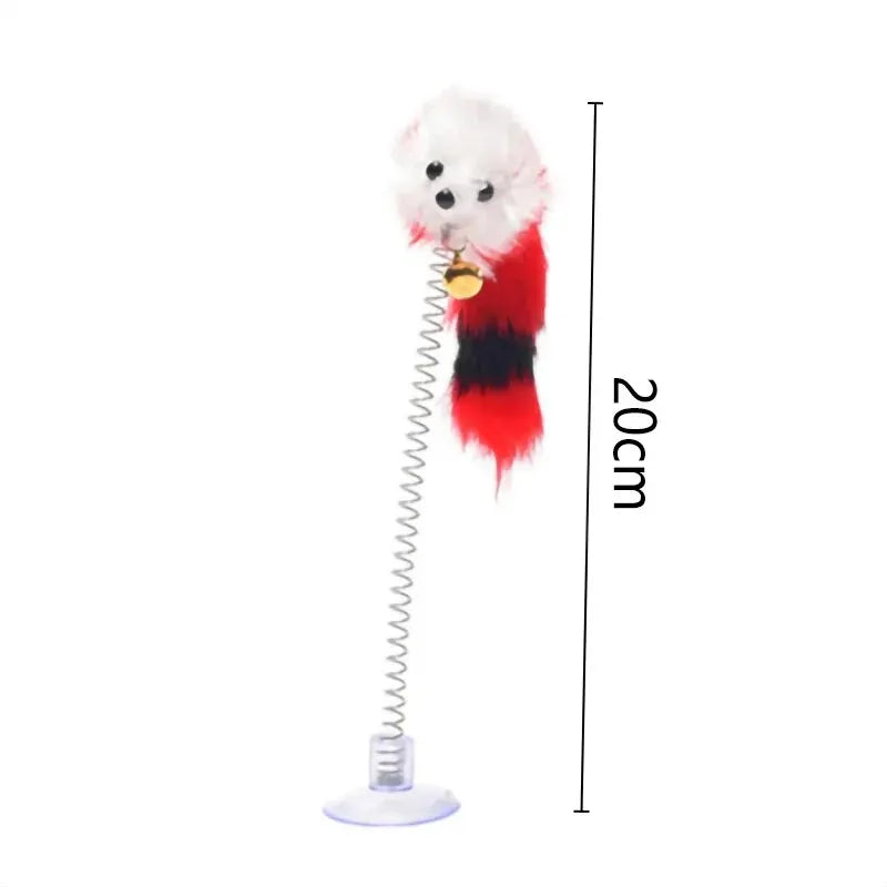 Interactive Cat Feather Wand with Sisal Mouse and Mini Bell Teaser Toy for Cats