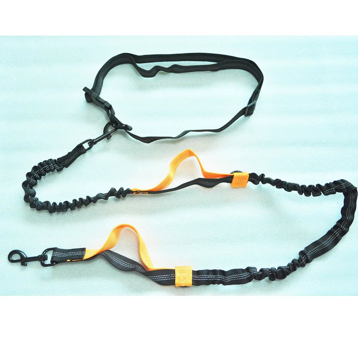 Double Elastic Reflective Hands-Free Running Dog Leash — Retractable Bungee Waist Lead 160–260 cm (63–102 in), Waist 70–120 cm (27–47 in)