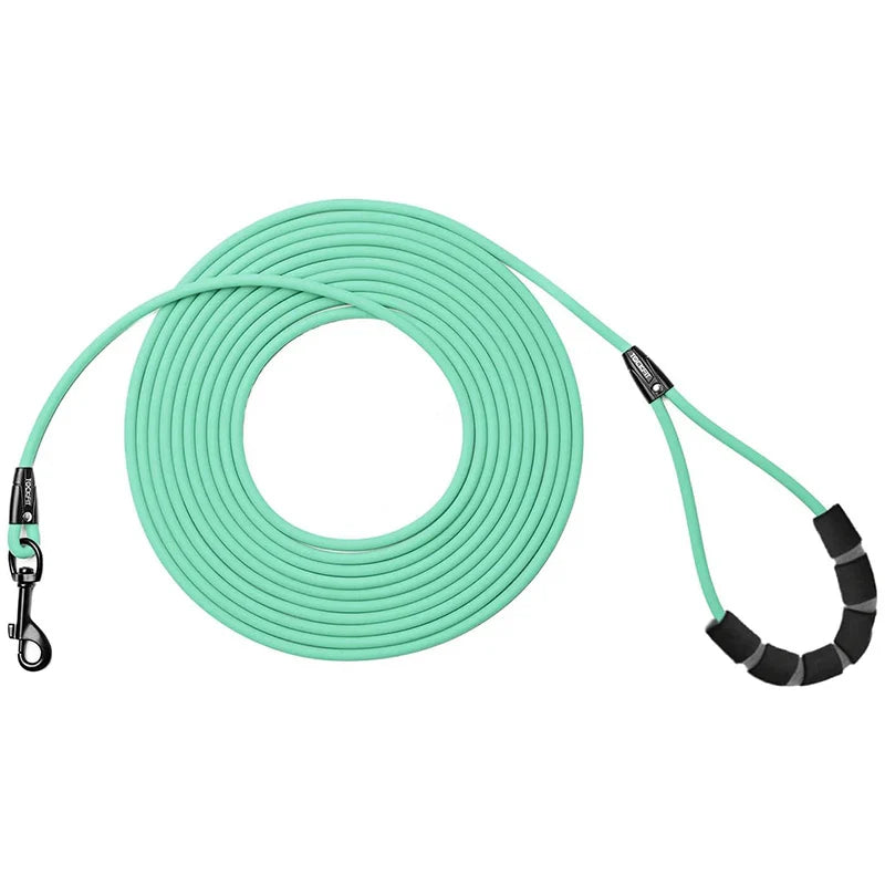 Waterproof PVC Dog Training Leash – Long Recall Leash 5ft/1.5m, 10ft/3m, 20ft/6m, 30ft/9m – Odor-Resistant & Tangle-Free