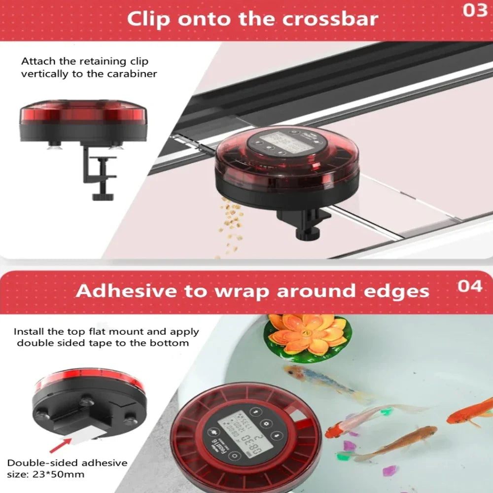Automatic Aquarium Fish Feeder – USB Rechargeable Food Dispenser with Timer & LCD, 200g (7.1 oz)