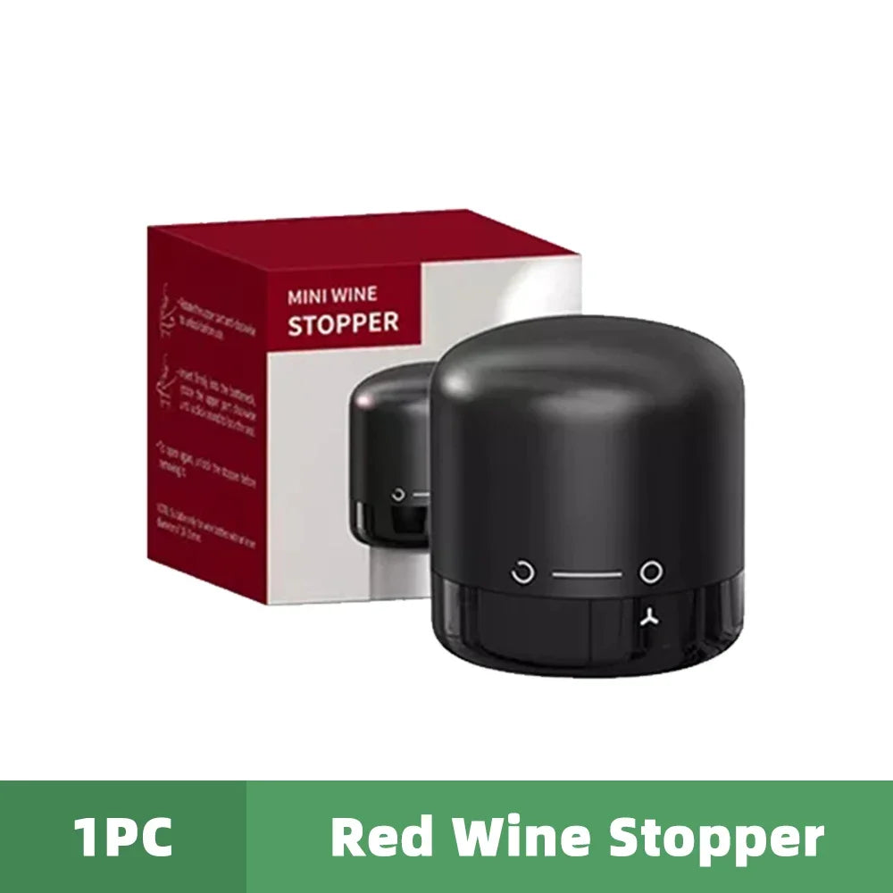 Vacuum Wine Bottle Stopper Pump — 1 or 2-Pack Push-Style Vacuum Seal with Date Marker, Reusable Wine Preserver (Black)