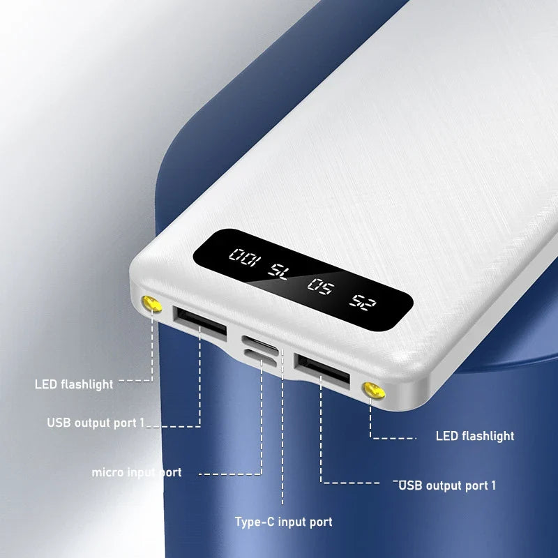 50000mAh Power Bank Large Capacity Dual USB Portable Battery with LED Digital Display, Fast Charging for Phones & Heated Jackets