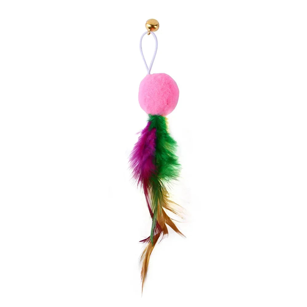 Interactive Cat Feather Toy Refill Kit – Feather Birds, Faux Worm & Foam Ball with Bell for Kittens