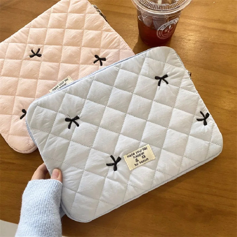 Floral Laptop & Tablet Sleeve 13.6/14/15/15.6 in (34.5–39.6 cm) + 10.5/10.9/11 in (26.7–27.9 cm) Soft Polyester Zipper Pouch