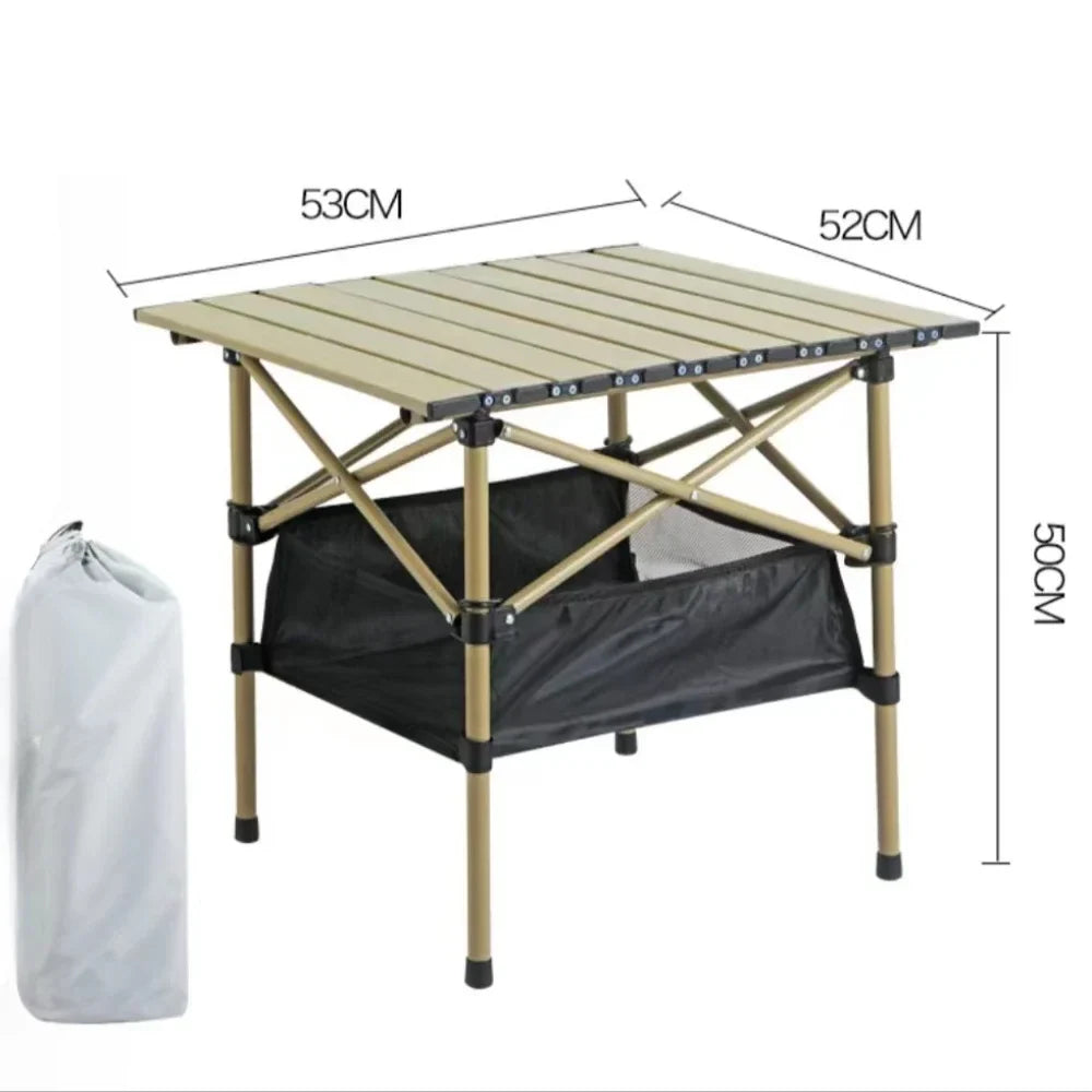 Portable Folding Camping Table with Net Bag, Long Outdoor Picnic Table 95cm/120cm (37.4 in/47.2 in), Black