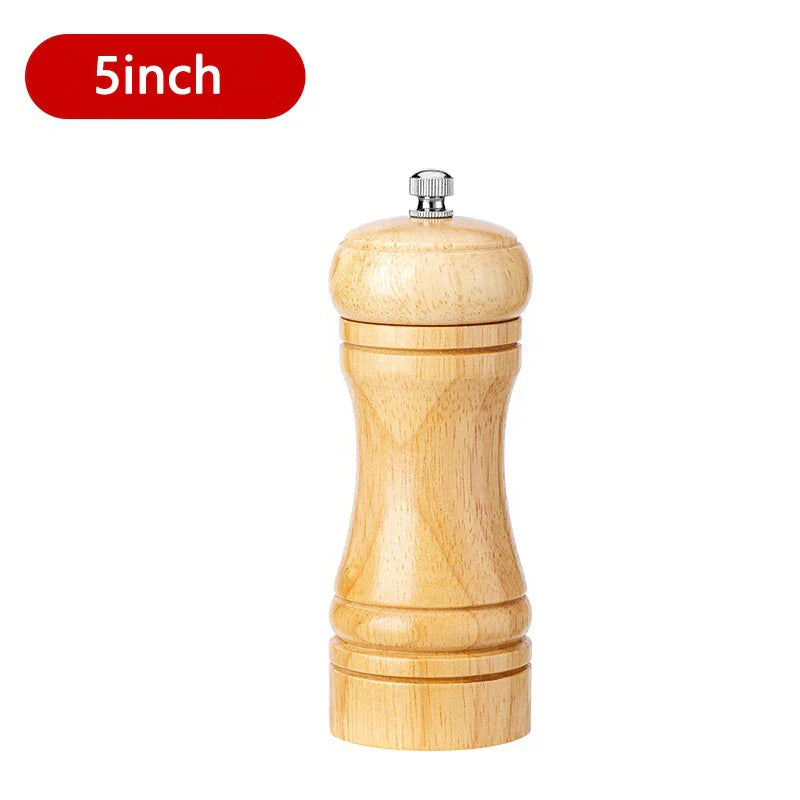 Solid Wood Salt & Pepper Mills - Refillable Spice Grinder with Adjustable Ceramic Core - 5, 8, 10 in (12.7, 20.3, 25.4 cm)
