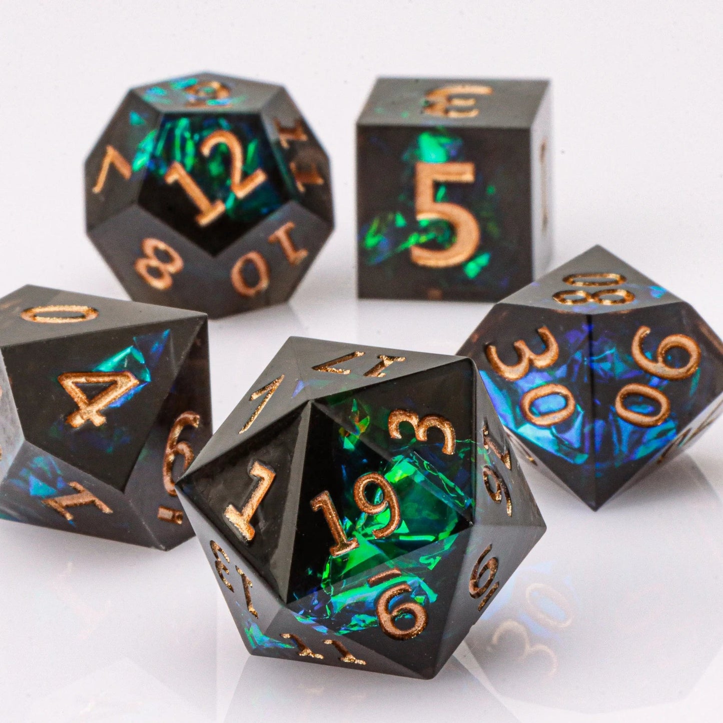 Handmade Resin 7-Piece D20 Polyhedral Dice Set for Dungeons & Dragons & Tabletop RPGs