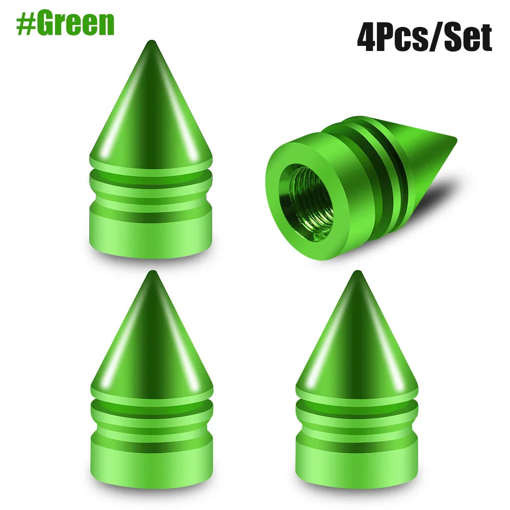 4-Pack Aluminum Tire Valve Caps Rocket Grenade Style Universal Valve Stem Covers for Car Truck Motorcycle Bike
