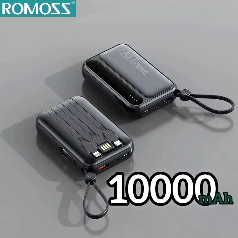 4-in-1 Portable Power Bank with Built-In Cables & LED Digital Display — 10,000/30,000/50,000mAh, 120W Fast Charge