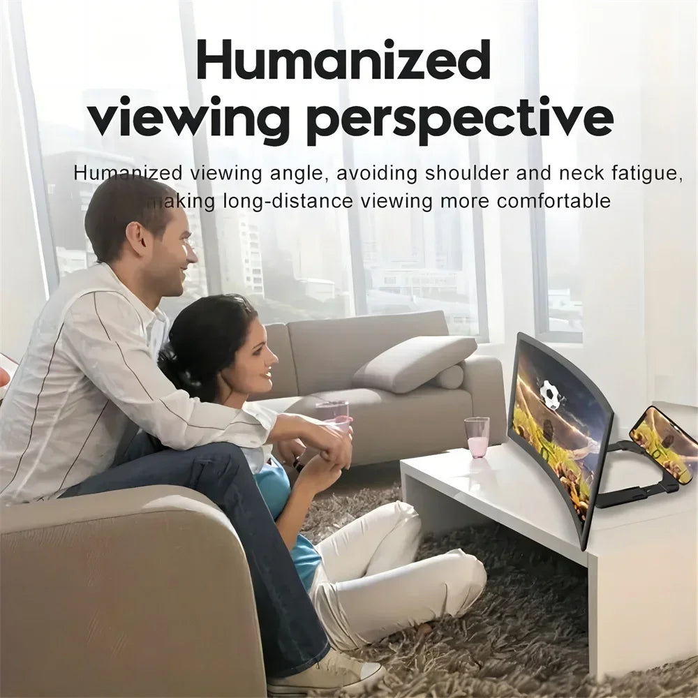 12-Inch (30 cm) Curved 3D HD Phone Screen Magnifier — Universal Mobile Video Amplifier & Holder