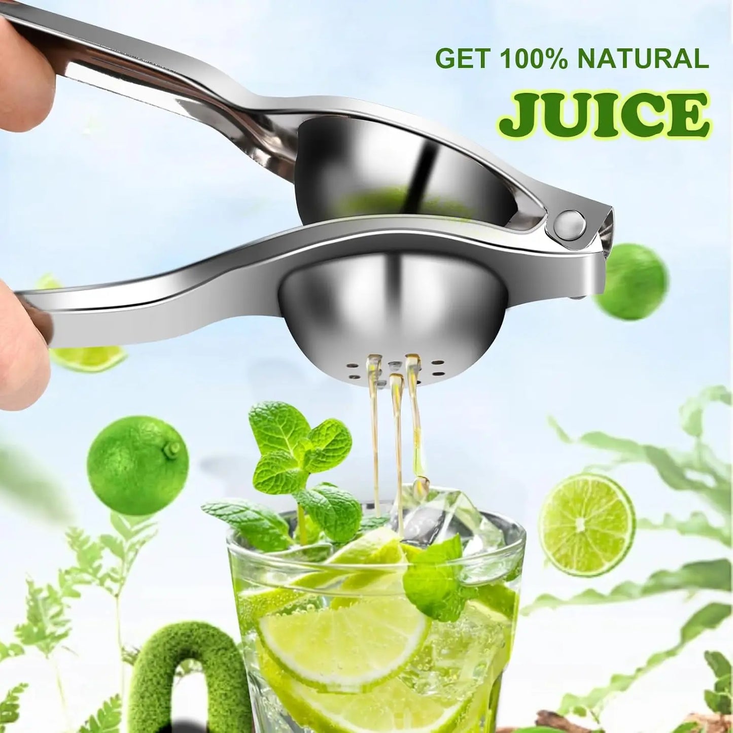 Stainless Steel Handheld Lemon Squeezer - Manual Citrus Press Juicer for Lemon, Lime & Orange - Easy Clean Kitchen Tool