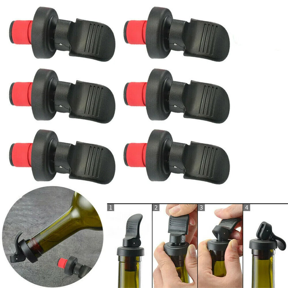Wine Bottle Stopper Set (2/4/6-Pack) Hand-Press Airtight Rubber Sealers for Wine, Beer, Champagne & Oil