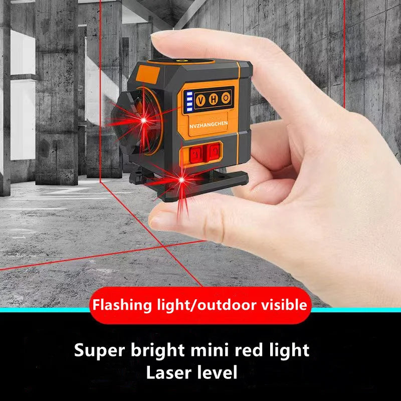 Mini 12/16-Line 3D/4D Self-Leveling Red Line Laser Level — 360° Horizontal & Vertical Cross, IP54, ±1mm/7m